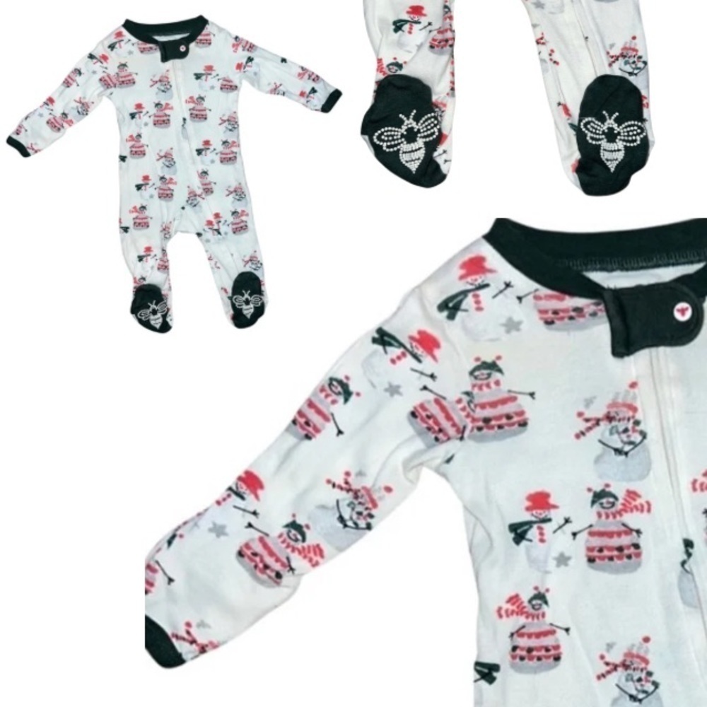 Burt’s Bees 100% Organic Cotton Unisex Sleep and Play Snowman PJ’s  0-3 months